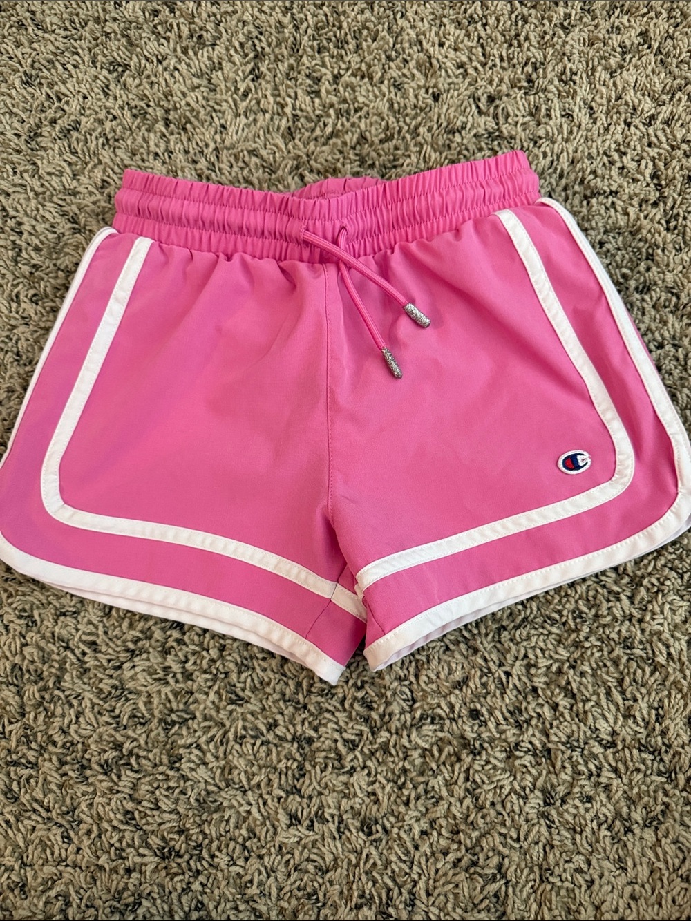 Champion Hot Pink Girls' Athletic Shorts with White Piping